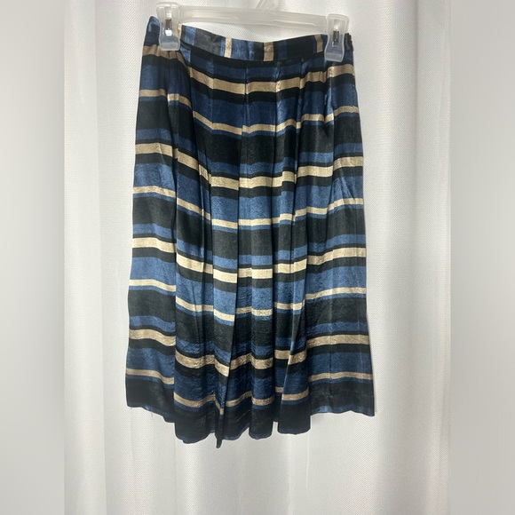 ZARA Multi-Color Pleated Striped Satin Skirt - Picture 4 of 8